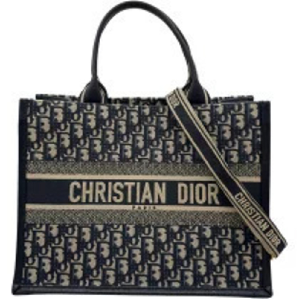Christian Dior Book Tote Navy Blue Oblique Jacquard Bag